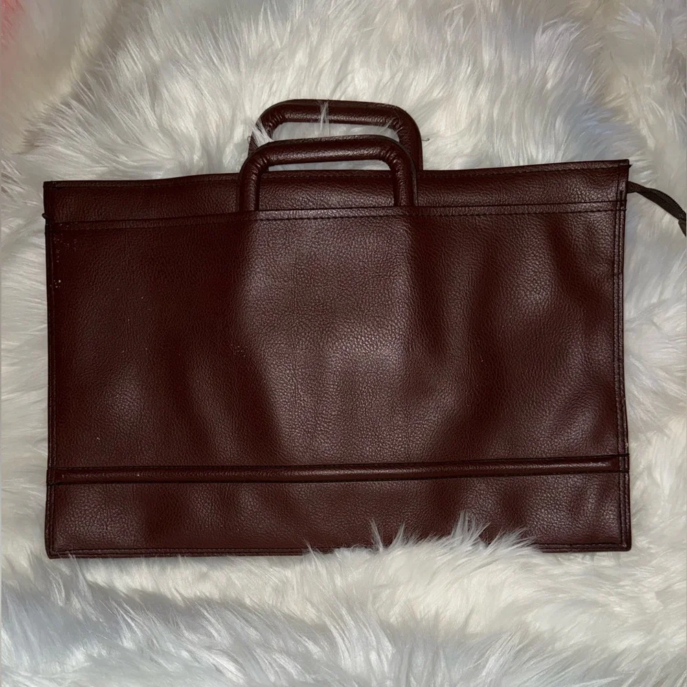 Brown Leather Men's Laptop Bag with Tiger Design